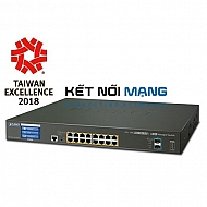 Thiết bị chuyển mạch planet L2+ 16-Port 10/100/1000T Ultra PoE + 2-Port 10G SFP+ Managed Switch with LCD Touch Screen (400W)