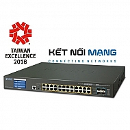 Thiết bị chuyển mạch planet L2+ 24-Port 10/100/1000T Ultra PoE + 4-Port 10G SFP+ Managed Switch with LCD touch screen